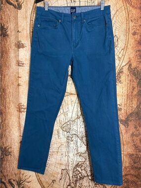 GAP Men’s  5 Pocket Jeans Teal Stretch Twill Woven Slim Fit Jeans 34x32 Authenti